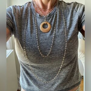 Triple layer drop necklace w/ Tan Hematite Donut Pendant!
